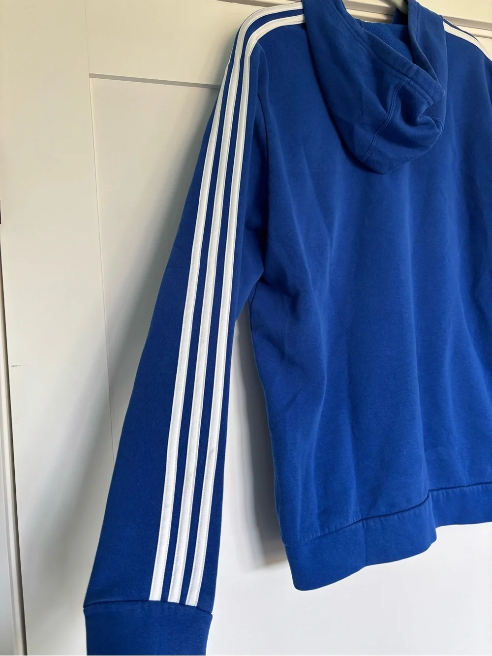 adidas Blue Pullover Hoodie with White Stripes